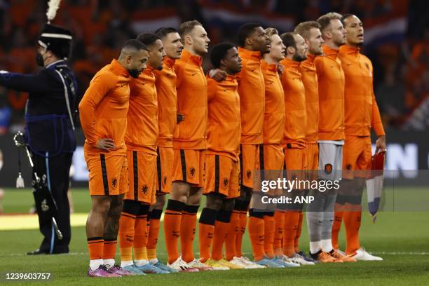 Memphis Depay of Holland, Donyell Malen of Holland, Steven Berghuis of Holland, Teun Koopmeiners of Holland, Tyrell Malacia of Holland, Denzel...