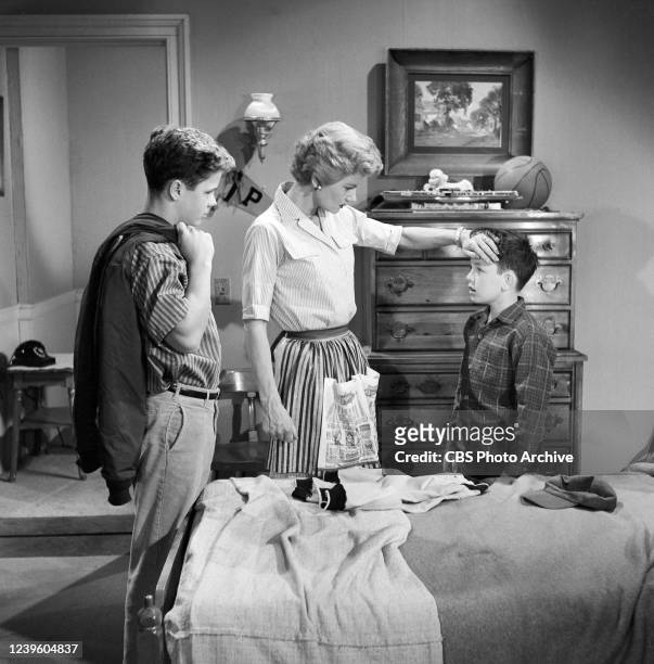 Leave It To Beaver episode: 'Music Lesson' featuring Tony Dow as Wallace 'Wally' Cleaver, Barbara Billingsley as June Cleaver and Jerry Mathers as...