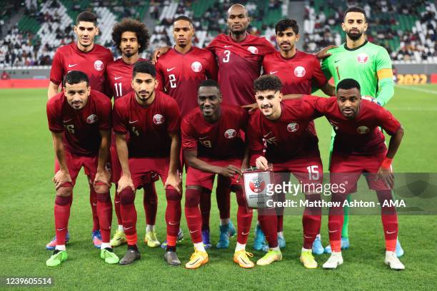 Team Group of Qatar during the international friendly match between Qatar and Slovenia at Education City Stadium on March 29, 2022 in Doha, Qatar.