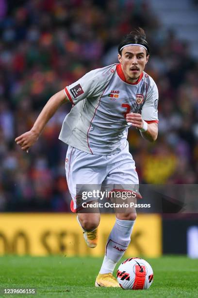 Eljif Elmas of North Macedonia in action during the 2022 FIFA World Cup Qualifier knockout round play-off match between Portugal and North Macedonia...