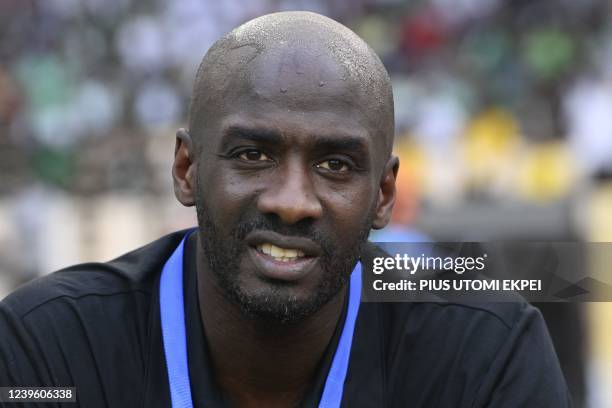 Ghana's coach Otto Addo looks on during the World Cup 2022 qualifying football match between Nigeria and Ghana at the National Stadium in Abuja on...