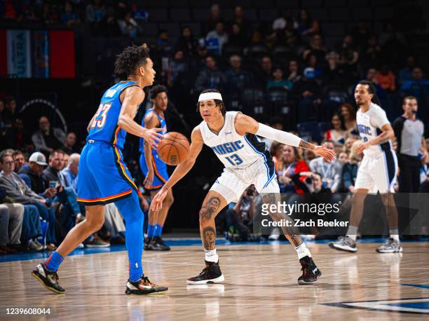 Hampton of the Orlando Magic plays defense during the game against the Oklahoma City Thunder on March 23, 2022 at Paycom Arena in Oklahoma City,...