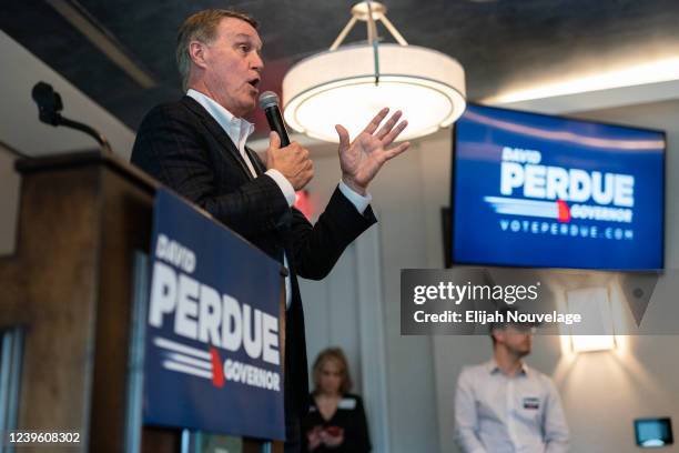 Republican Gubernatorial candidate David Perdue speaks at a campaign event on March 29, 2022 in Duluth, Georgia.