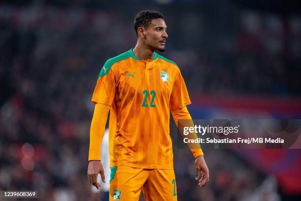 Sebastien Haller of Ivory Coast during the International Friendly match between England and Ivory Coast at Wembley Stadium on March 29, 2022 in...