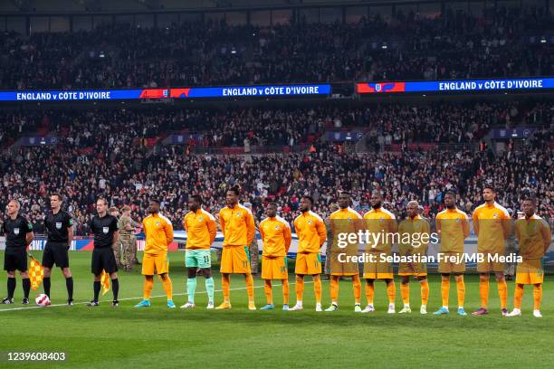 National team of Ivory Coast line up Eric Bailly, Simon Deli, Franck Kessie, Sebastien Haller, Maxwel Cornet, Serge Aurier, Nicolas Pepe, Badra Ali...