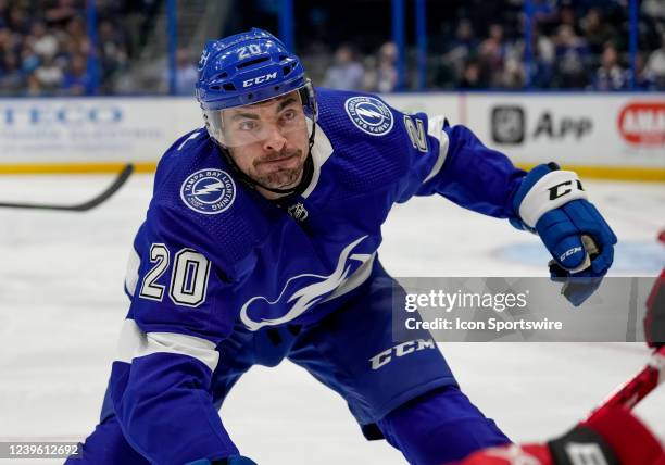 Tampa Bay Lightning left wing Nicholas Paul during the NHL Hockey match between the Tampa Bay Lightning and Carolina Hurricanes on March 29, 2022 at...