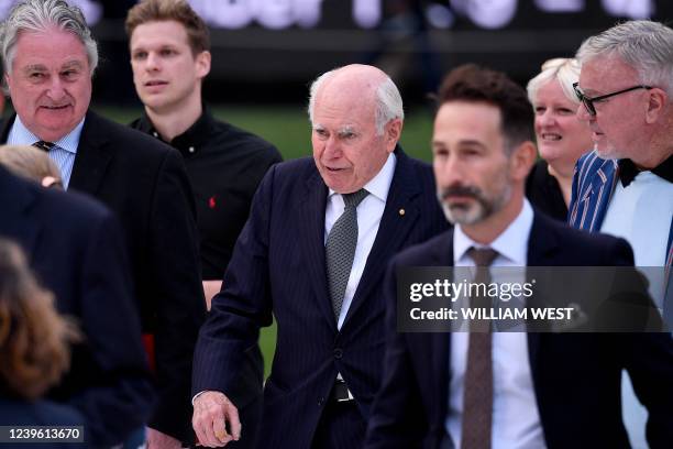 Former Australian Prime Minister John Howard arrives to attend the state memorial service for the former Australian cricketer Shane Warne at the...