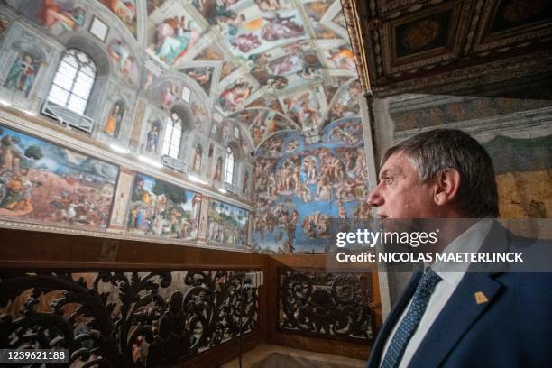 Flemish Minister President Jan Jambon a visit to the Sistine Chapel in the Apostolic Palace, at the Vatican, Wednesday 30 March 2022. Jambon is on a...