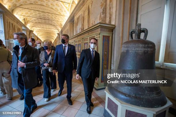 Flemish Minister President Jan Jambon and his wife An Gilops and Flemish Minister President Jan Jambon pictured during a visit to the Sistine Chapel...