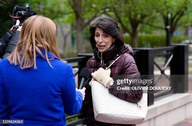 Diane Foley, the mother of James Foley, an American journalist slain by Islamic State militants, talks to the media outside the Alexandria federal...