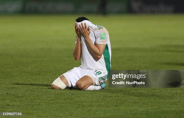 Algerian Rachid Ghezzal reacts during the second leg of the African Qualifiers soccer match for the Qatar 2022 World Cup between Algeria and Cameroon...