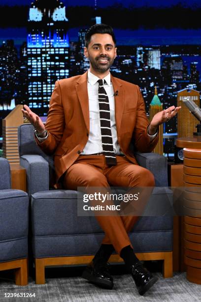 Episode 1626 -- Pictured: Comedian Hasan Minhaj during an interview on Wednesday, March 30, 2022 --