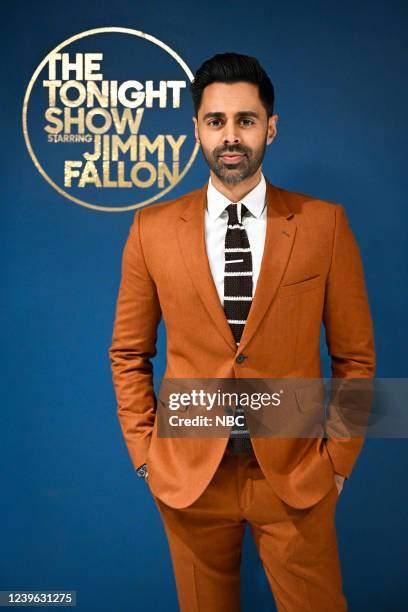 Episode 1626 -- Pictured: Comedian Hasan Minhaj poses backstage on Wednesday, March 30, 2022 --