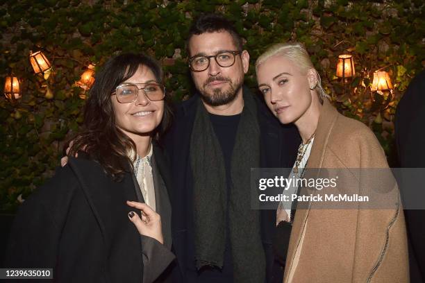 Gina Gershon, Dana Brown and Pollyanna Rose attend Dana Brown's "Dilettante"... Book Party Hosted By Graydon Carter on March 30, 2022 at The Waverly...