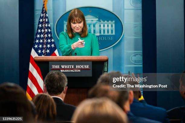 March 30, 2022: White House Director of Communications Kate Bedingfield during the daily press briefing in the James Brady Room at the White House on...