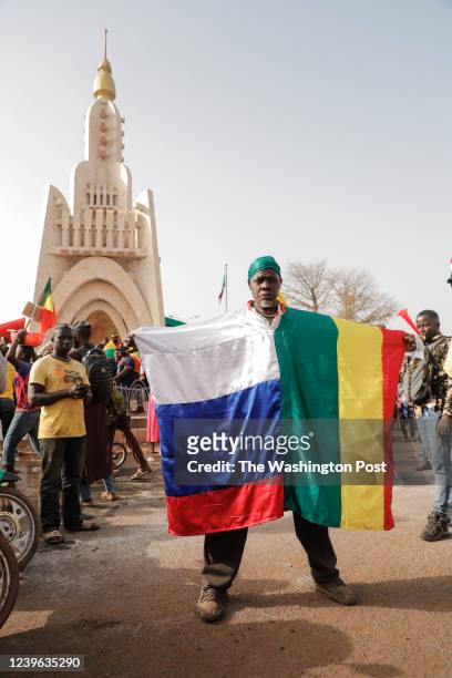 Thousands of Malian gather to celebrate the departure of French antiterrorist operation Barkhane, in Bamako, Mali, on February 19, 2022.