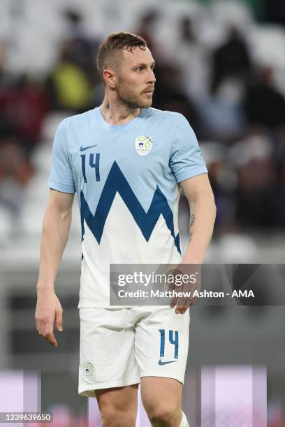 Jasmin Kurti of Slovenia during the international friendly match between Qatar and Slovenia at Education City Stadium on March 29, 2022 in Doha,...