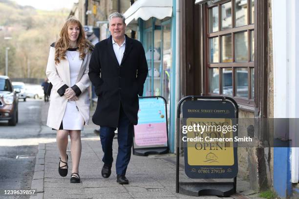 Sir Keir Starmer, Leader of the Labour Party and Angela Rayner, Deputy Leader of the Labour Party meet with locals, during a walkabout to help the...