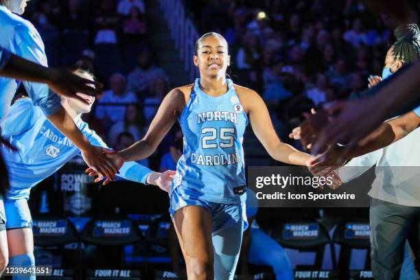 Deja Kelly of the North Carolina Tar Heels is introduced during player introductions during the NCAA Division I Womens Basketball Championship Sweet...