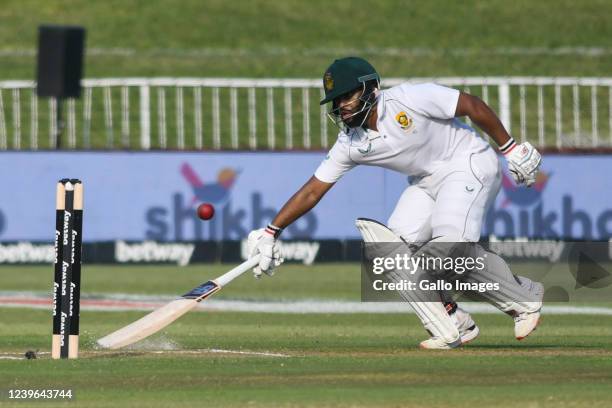 Temba Bavuma of South Africa in action during day 1 of the 1st ICC WTC2 Betway Test match between South Africa and Bangladesh at Hollywoodbets...