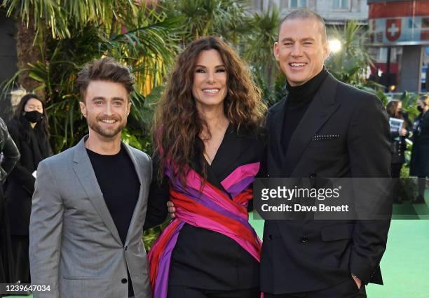 Daniel Radcliffe, Sandra Bullock and Channing Tatum attend the UK Special Screening of "The Lost City" at Cineworld Leicester Square on March 31,...