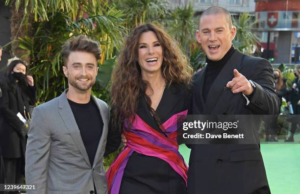 Daniel Radcliffe, Sandra Bullock and Channing Tatum attend the UK Special Screening of "The Lost City" at Cineworld Leicester Square on March 31,...