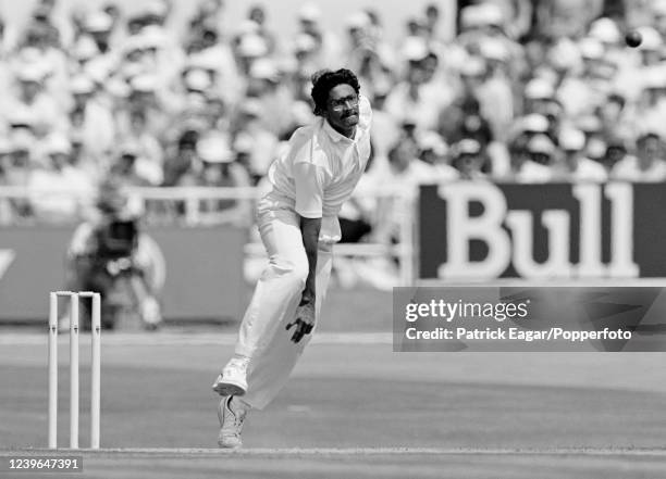 Anil Kumble of India bowling during the 1st Texaco Trophy One Day International between England and India at Headingley, Leeds, 18th July 1990. India...