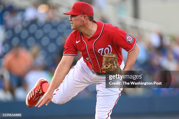 Washington Nationals pitcher Will Harris during Spring training action against the New York Mets at The Ballpark of the Palm Beaches. Photo by...