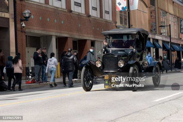 Toronto, ON, Canada March 20, 2022: Ford Model T during the St Patrick's Day Parade in Downtown Toronto Saint Patrick's Day is a Religious Holiday...