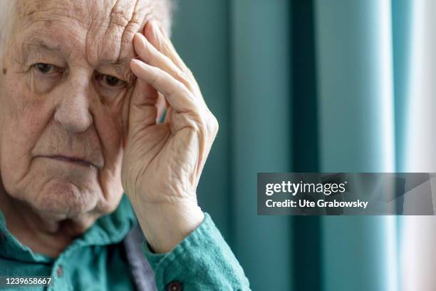 In this photo illustration a old man with dementia on March 30, 2022 in Heidelberg, Germany.
