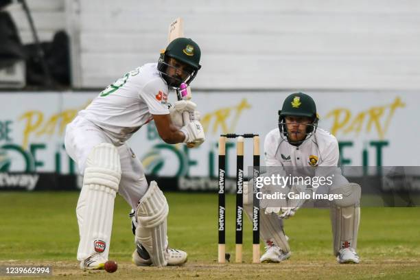 Najmul Shanto of Bangladesh during day 2 of the 1st ICC WTC2 Betway Test match between South Africa and Bangladesh at Hollywoodbets Kingsmead Stadium...