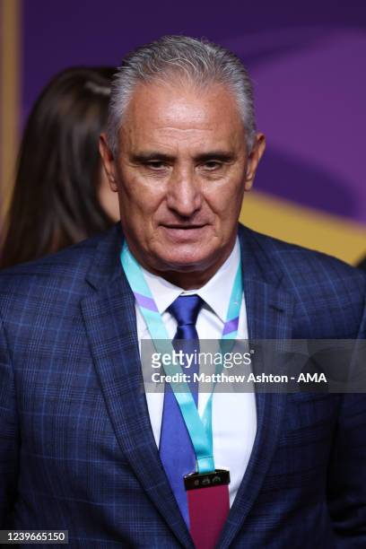 Tite the head coach / manager of Brazil arrives ahead of the FIFA World Cup Qatar 2022 Final Draw at Doha Exhibition Center on April 1, 2022 in Doha,...