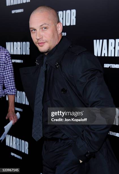 Actor Tom Hardy arrives at the Los Angeles Premiere "Warrior" at ArcLight Hollywood on September 6, 2011 in Hollywood, California.