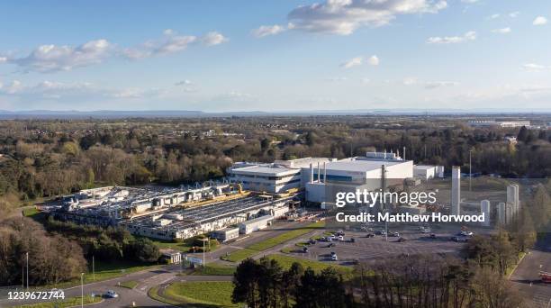 An aerial view of the Nexperia plant on April 1, 2022 in Newport, Wales. Nexperia, a Dutch subsidiary of the Chinese technology company Wingtech,...