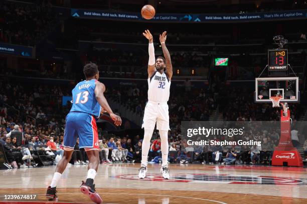 Marquese Chriss of the Dallas Mavericks shoots the ball during the game against the Washington Wizards on April 1, 2022 at Capital One Arena in...