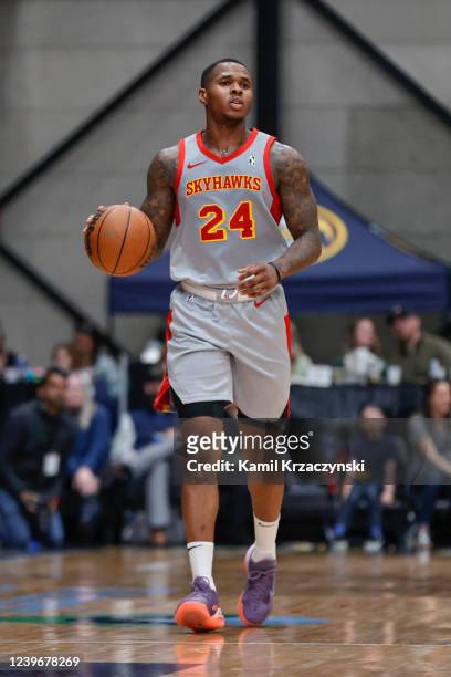 Marcus Georges-Hunt of the College Park Skyhawks brings the ball up court against the Grand Rapids Gold during the first half of an NBA G-League game...