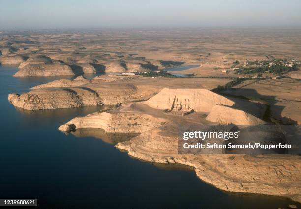 An aerial view of the Abu Simbel rock-cut temples, thought to be constructed in 1264 BC, in the village of Abu Simbel in Upper Egypt, April 1988.