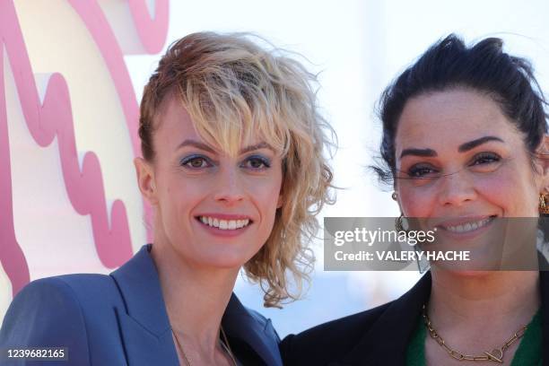 French actress Sara Mortensen and French actress Lola Dewaere pose during the "Astrid et Raphaelle" photocall as part of the 5th edition of the...