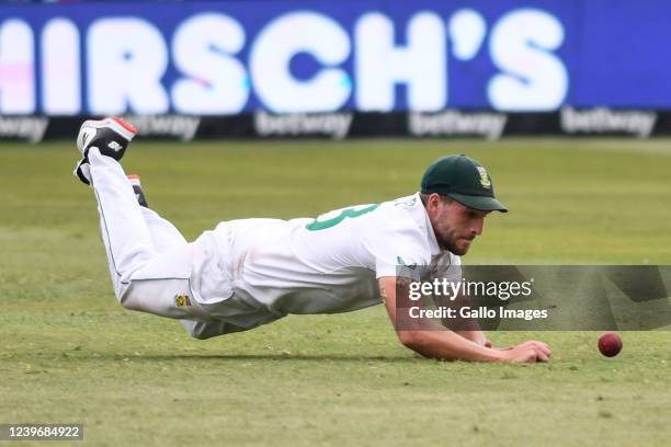 Wiaan Mulder of South Africa during day 3 of the 1st ICC WTC2 Betway Test match between South Africa and Bangladesh at Hollywoodbets Kingsmead...