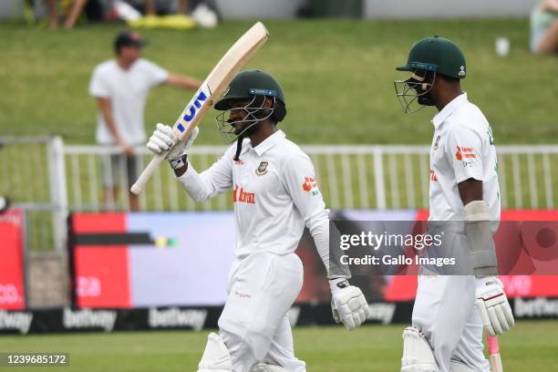 Mahmudul Hasan Joy of Bangladesh and Ebadot Hossain of Bangladesh leave the field during day 3 of the 1st ICC WTC2 Betway Test match between South...