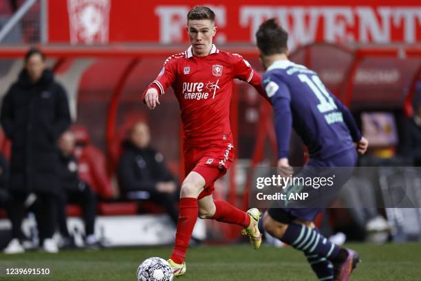 Daan Rots of FC Twente, Olivier Boscagli of PSV Eindhoven during the Dutch Eredivisie match between FC Twente and PSV at Stadium De Grolsch Veste on...