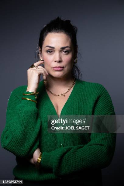 French actress Lola Dewaere poses during a photo session during the 5th edition of the Cannes International Series Festival in Cannes, southern...