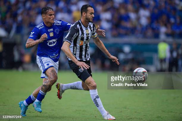 Rever of Atletico Mineiro and Edu of Cruzeiro fight for the ball during a match between Atletico Mineiro and Cruzeiro as part of Campeonato Mineiro...