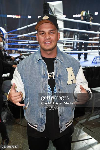 Pietro Lombardi attends the "The Great Fight Night" by Joyn at Lanxess-Arena on April 2, 2022 in Cologne, Germany.