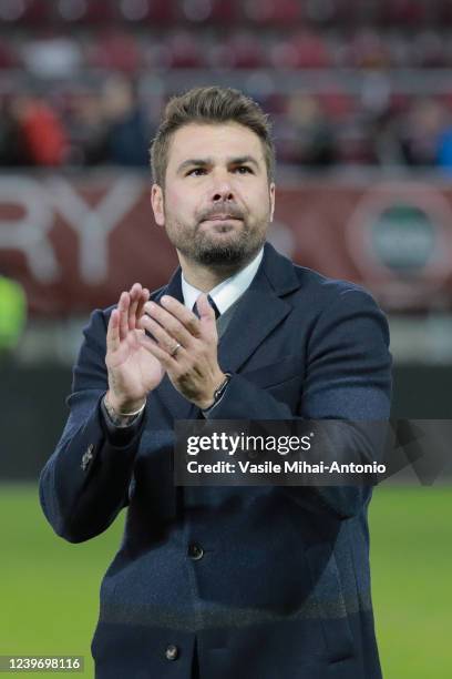 Rapid coach Adrian Mutu celebrates victory against FC Botosani during the game between Rapid Bucuresti and FC Botosani, Round 3 of Liga 1 Romania -...