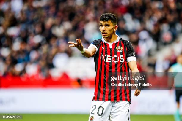 Youcef ATAL of Nice during the Ligue 1 Uber Eats match between Nice and Rennes at Allianz Riviera on April 2, 2022 in Nice, France.