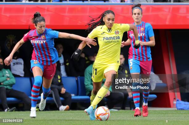 Salma Paralluelo and Leila Ouahabi during the match between Barcelona and Villarreal CF, corresponding to the week 26 of the Liga Iberdrola, played...