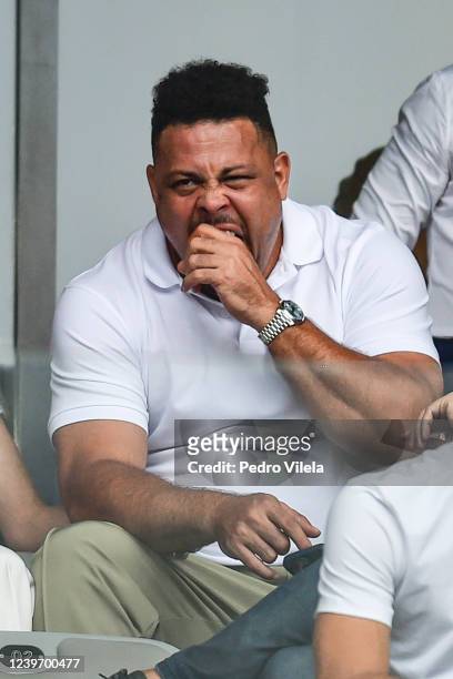 Ronaldo, former player and owner of Cruzeiro gestures during the match between Atletico Mineiro and Cruzeiro as part of Campeonato Mineiro 2022 Final...