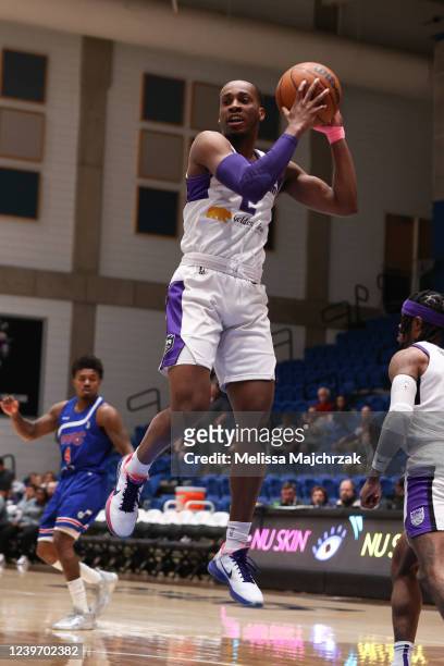 Matt Coleman of the Stockton Kings grabs the rebound against the Salt Lake City Stars at Bruins Arena on April 02, 2022 in Taylorsville, Utah. NOTE...