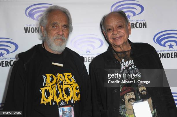 Tommy Chong and Cheech Marin attends Day 2 of WonderCon 2022 held at Anaheim Convention Center on April 1, 2022 in Anaheim, California.